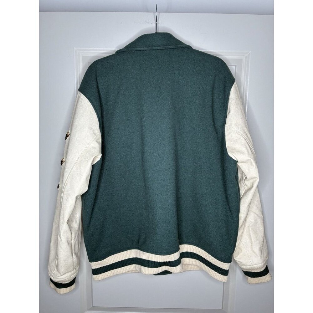 Abercrombie & Fitch Varsity Letterman Jacket Green NY Size Large - Picture 8 of 10